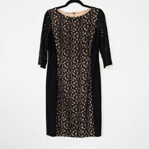 Anne Klein Black Modest Lace Front Dress Size 8‎